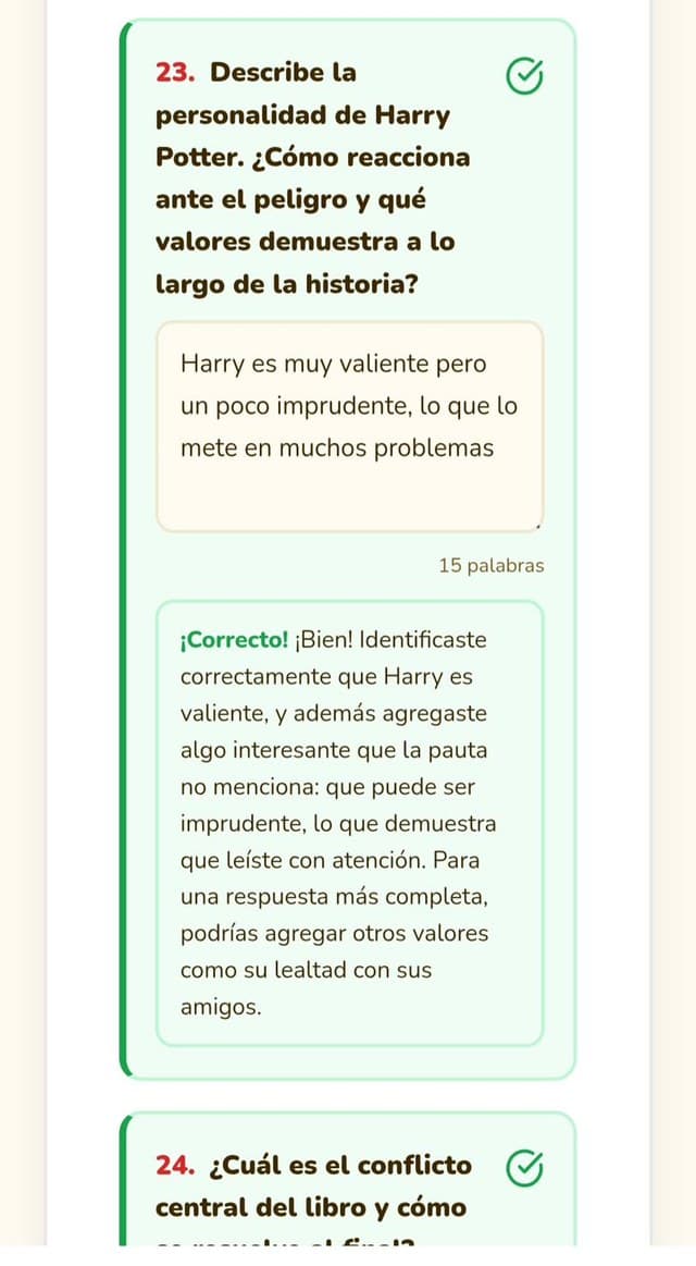 Corrige preguntas escritas y da retroalimentación