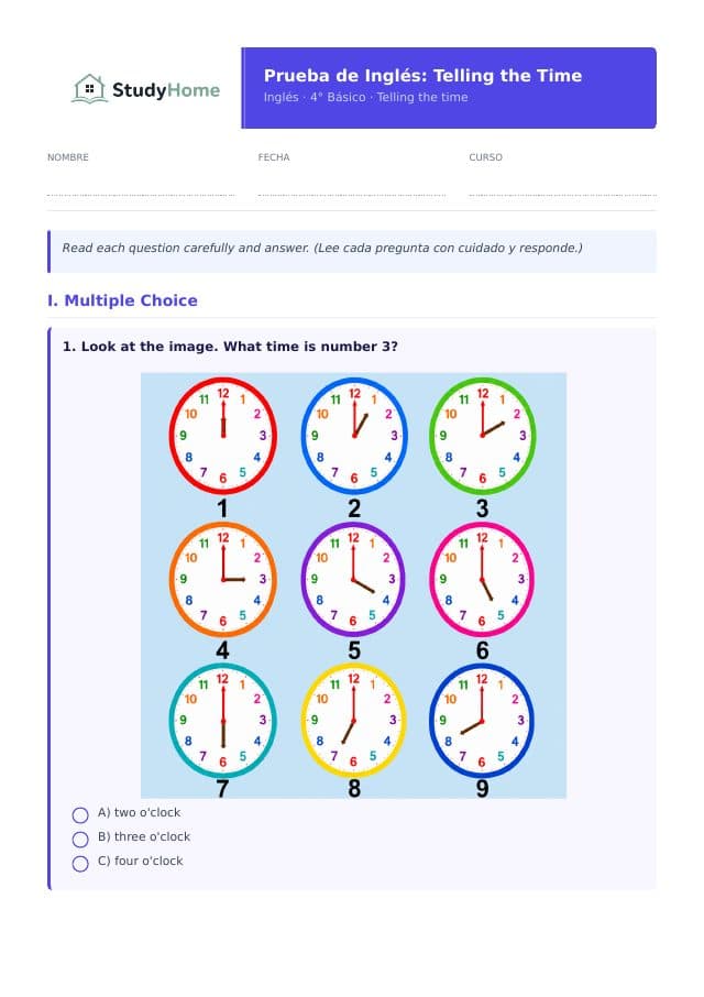 Vista previa: Telling the time